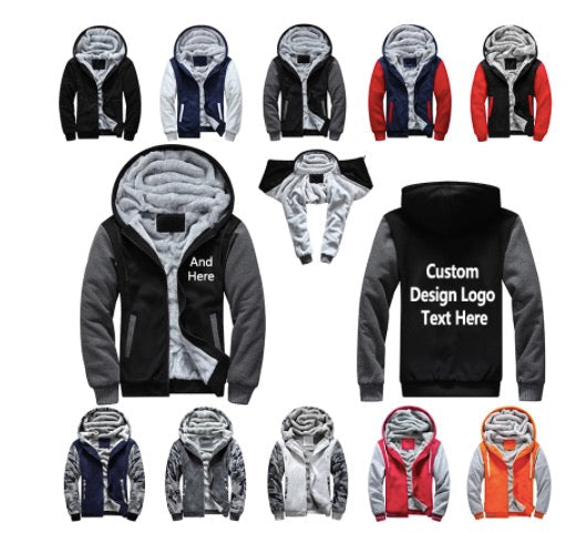 Custom Your logo and Text Fleece Hoodies Jacket Coat